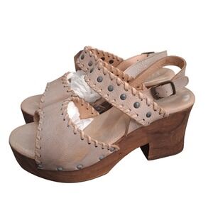 Bed Stu Kampala Leather Platform Chunky Womens‎ size 11 Studded Strap Strap Heel